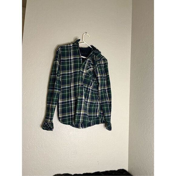 Nomad Mens Size Medium Green/Blue Checkered Hoodie Flannel - Picture 1 of 3